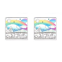 Rainbow Fun Cute Minimal Doodle Drawing Arts Cufflinks (square) by Ravend