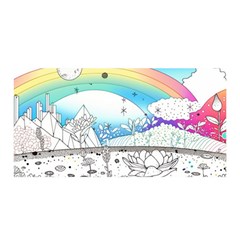 Rainbow Fun Cute Minimal Doodle Drawing Arts Satin Wrap 35  X 70  by Ravend