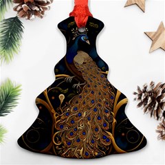 Peacock Plumage Bird Decorative Pattern Graceful Christmas Tree Ornament (two Sides) by Ravend