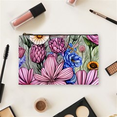 Broken And Budding Watercolor Flowers Cosmetic Bag (medium) by GardenOfOphir