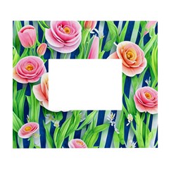 Dazzling Watercolor Flowers White Wall Photo Frame 5  X 7  by GardenOfOphir