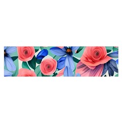 Classy Watercolor Flowers Oblong Satin Scarf (16  X 60 ) by GardenOfOphir