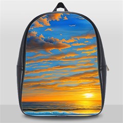 Orange Sunset On The Beach School Bag (xl) by GardenOfOphir