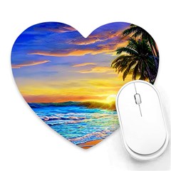 Sunrise At The Beach Heart Mousepad by GardenOfOphir