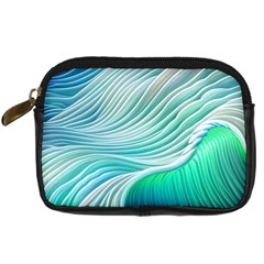 Pastel Abstract Waves Pattern Digital Camera Leather Case by GardenOfOphir