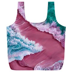 Ocean Waves In Pink Full Print Recycle Bag (xxxl) by GardenOfOphir