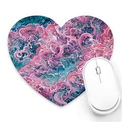 Ocean Waves In Pink Ii Heart Mousepad by GardenOfOphir