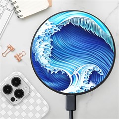 Watercolor Wave Wireless Fast Charger(black) by GardenOfOphir