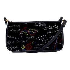 Black Background With Text Overlay Mathematics Formula Board Shoulder Clutch Bag by Jancukart