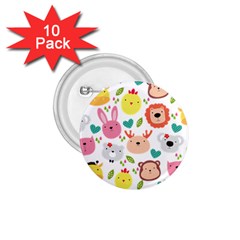 Cute Animals Cartoon Seamless Background 1 75  Buttons (10 Pack) by Jancukart