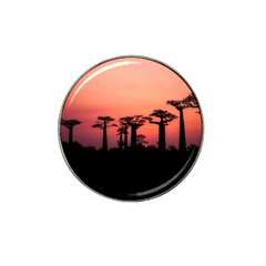 Baobabs Trees Silhouette Landscape Sunset Dusk Hat Clip Ball Marker by Jancukart