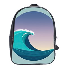 Tsunami Tidal Wave Wave Minimalist Ocean Sea 4 School Bag (large) by Pakemis