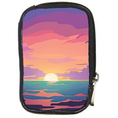 Sunset Ocean Beach Water Tropical Island Vacation 4 Compact Camera Leather Case by Pakemis