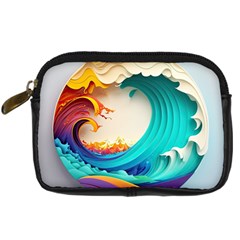 Tsunami Tidal Wave Wave Minimalist Ocean Sea 3 Digital Camera Leather Case by Pakemis