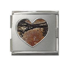 Rustic Charm Abstract Print Mega Link Heart Italian Charm (18mm) by dflcprintsclothing