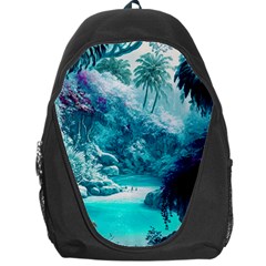 Landscape Nature Digital Art Palm Trees Paradise Backpack Bag by Pakemis