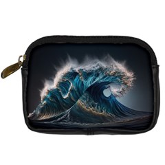 Tsunami Waves Ocean Sea Water Rough Seas 5 Digital Camera Leather Case by Pakemis