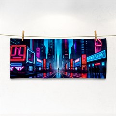 City People Cyberpunk Hand Towel by Jancukart