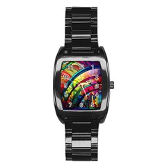 Stained Glass Window Stainless Steel Barrel Watch by Jancukart