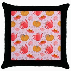 Pumpkin Tea Cup Pie Dessert Throw Pillow Case (black) by Semog4