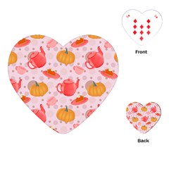 Pumpkin Tea Cup Pie Dessert Playing Cards Single Design (heart) by Semog4