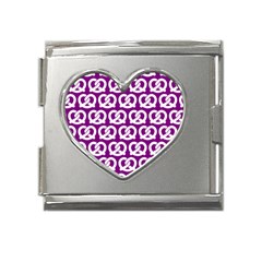 Purple Pretzel Illustrations Pattern Mega Link Heart Italian Charm (18mm) by GardenOfOphir