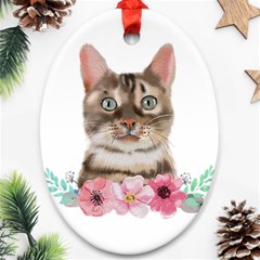 Watercolor Cat Oval Ornament (two Sides) by SychEva