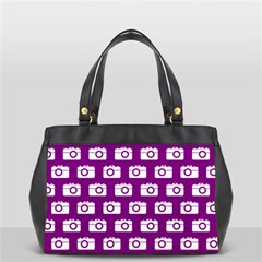 Modern Chic Vector Camera Illustration Pattern Oversize Office Handbag (2 Sides) by GardenOfOphir