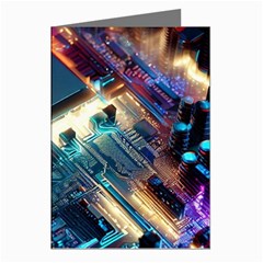 Ai Generated Motherboard City Technology Tech Cpu Greeting Cards (pkg Of 8) by Jancukart