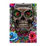 Retro Floral Skull A5 Acrylic Clipboard Front