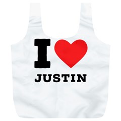 I Love Justin Full Print Recycle Bag (xl) by ilovewhateva