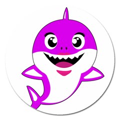 Purple Shark Fish Magnet 5  (round) by Semog4