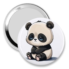 Cute Panda Bear Animal Cartoon 3  Handbag Mirrors by Semog4