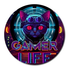 Gamer Life Round Mousepad by minxprints