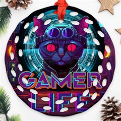 Gamer Life Round Filigree Ornament (two Sides) by minxprints