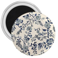 Vintage Background Blue Roses Rose Pattern Retro 3  Magnets by Semog4