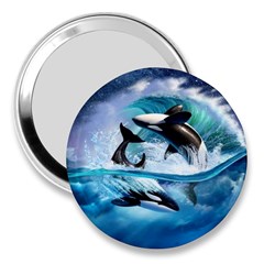 Orca Wave Water Underwater Sky 3  Handbag Mirrors by Semog4