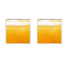 Texture Pattern Macro Glass Of Beer Foam White Yellow Cufflinks (square) by Semog4