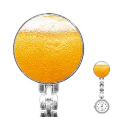 Texture Pattern Macro Glass Of Beer Foam White Yellow Stainless Steel Nurses Watch by Semog4