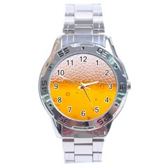 Beer Texture Liquid Bubbles Stainless Steel Analogue Watch by Semog4