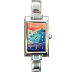 Artistic Wave Sea Rectangle Italian Charm Watch by Semog4