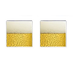 Texture Pattern Macro Glass Of Beer Foam White Yellow Art Cufflinks (square) by Semog4