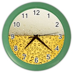 Texture Pattern Macro Glass Of Beer Foam White Yellow Art Color Wall Clock by Semog4