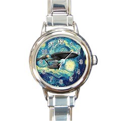 Star Trek Starship The Starry Night Van Gogh Round Italian Charm Watch by Semog4