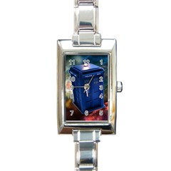 The Police Box Tardis Time Travel Device Used Doctor Who Rectangle Italian Charm Watch by Semog4