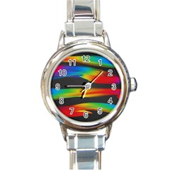 Colorful Background Round Italian Charm Watch by Semog4