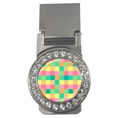 Checkerboard-pastel-squares- Money Clips (cz)  by Semog4