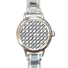 Diagonal-stripe-pattern Round Italian Charm Watch by Semog4