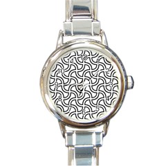 Pattern-monochrome-repeat- Round Italian Charm Watch by Semog4