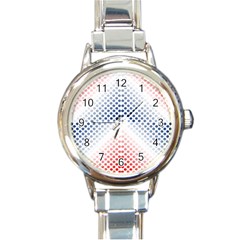 Dots-pointillism-abstract-chevron Round Italian Charm Watch by Semog4